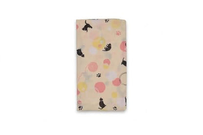 Japanese Gauze Tenugui Towel – 100% Cotton Made in Japan – Quick Dry, Soft & Lightweight Kitchen Tea Towel, Face & Hand Towel for Travel, Gym and Daily Use (1, Cat Ball Pattern Cream, Medium) - color: Cat Ball Pattern Cream