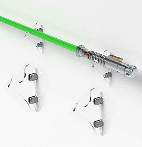 WANLIAN lightsaber rack, wall-mounted lightsaber rack, suitable for swords, 1 pair of lightsaber sabers (Transparent) - color: Transparent