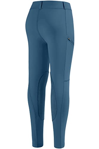 SANTINY Girls Horse Riding Pants with Zipper Pockets Kids Stretchy Equestrian Breeches Knee-Patch Youth Schooling Tights - color: Deep Blue, size: X-Small