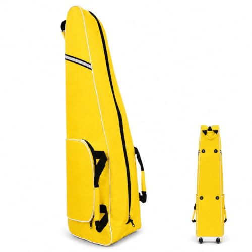 Fencing Bag with Wheels, Rolling Fencing Bag for Foil Epee Saber, Long Sword Carrier for HEMA and Fencing Gear, Side Pocket and Carry Handles - color: Yellow