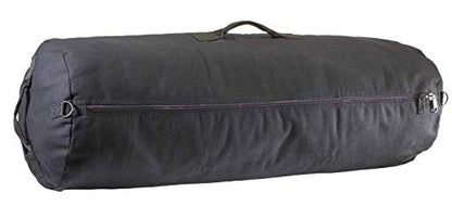 Farm Blue GI Style Zipper Duffel Bag - Large Heavy Duty Army Duffle Bag - Military Grade Cotton Canvas Duffel Bag - Reinforced Camping Bag - Strong Zipper, Center Grab Handle –21” x 36” - Black - color: Black, size: Large