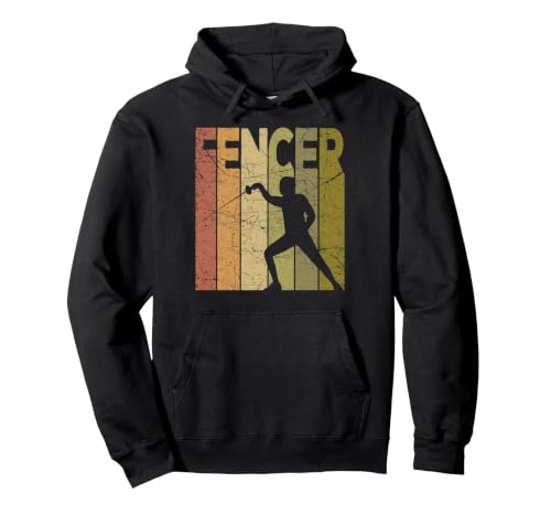 Fencer Vintage Fencing Retro Sword Fencing Graphic Pullover Hoodie - color: Black, size: XX-Large