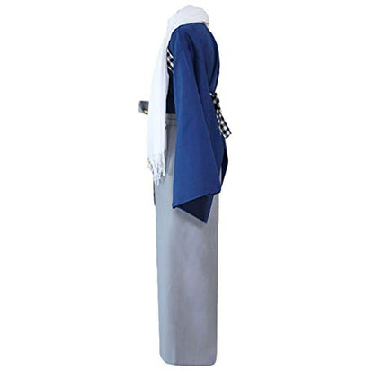 DJF Men's Kendo Hakama Aikido Japanese Samurai Costume Judo Martial Arts Uniform - color: Blue, size: Large
