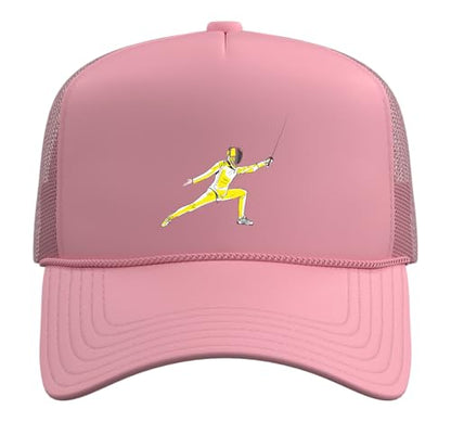 Funny Fencing Costume for Men Women Adult Kid Fencer Fencing Trucker Hat with Adjustable Mesh Back - color: Pink