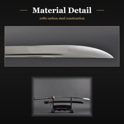 Katana Samurai Sword, 1045 Carbon Steel, Hand Forged, Full Tang - color: Katana Tomoe Crest-921