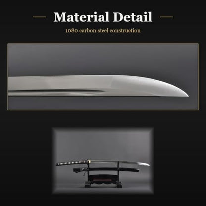 Katana Samurai Sword, 1045 Carbon Steel, Hand Forged, Full Tang - color: Katana Tomoe Crest-921
