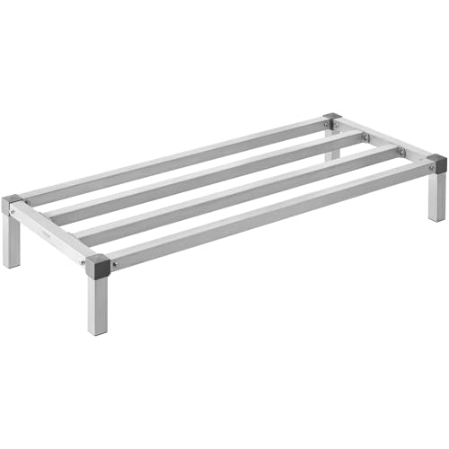 VEVOR Aluminum Dunnage Rack, 48” x 20” Commercial Food Floor Rack, 8” Off the Floor, 1000 lbs Capacity All-Welded Aluminum Storage, for Storage in Restaurants, Kitchens, Garages and Vehicles - size: 48” x 20”x 8”