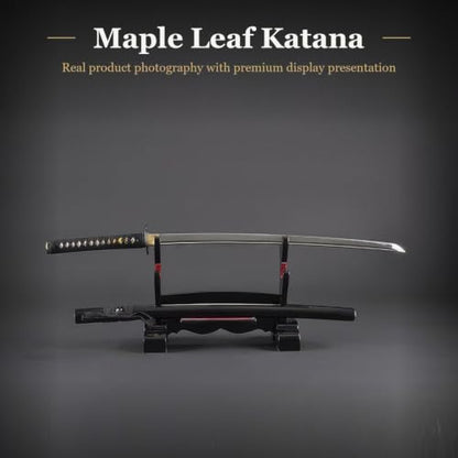 1045 Katana, Hand Forged Full Tang Japanese Sword | Classic Tsuba Series - color: Maple Leaf