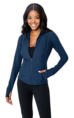 Interlink Ribbed Princess Seam Performance Jacket - color: Dark Navy Ribbed, size: X-Large