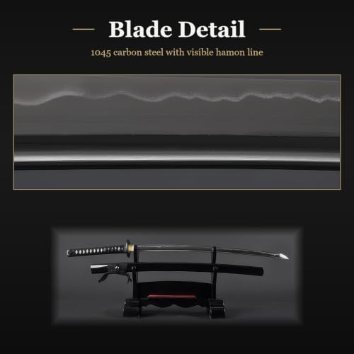 Katana Samurai Sword, 1045 Carbon Steel, Hand Forged, Full Tang - color: Tiger and Warrior