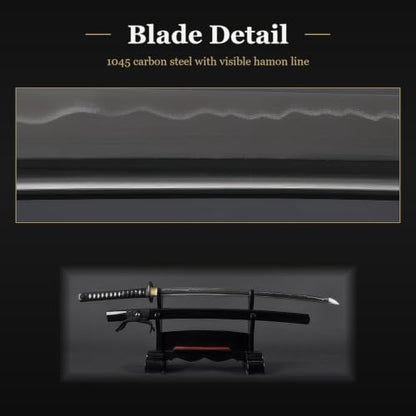 Katana Samurai Sword, 1045 Carbon Steel, Hand Forged, Full Tang - color: Tiger and Warrior