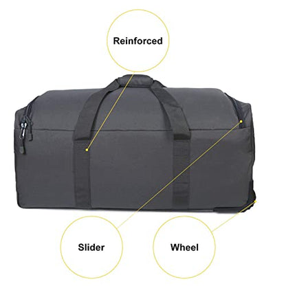 Military Wheeled Deployment Bag Large Tactical Heavy Duty Duffel Bag 124L - color: Grey