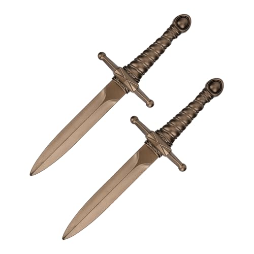 10.5 Inch Non-Functional PU Foam Dagger Prop for Adult Cosplay, Stage Performance & Display, 2 Pack - color: Bronze