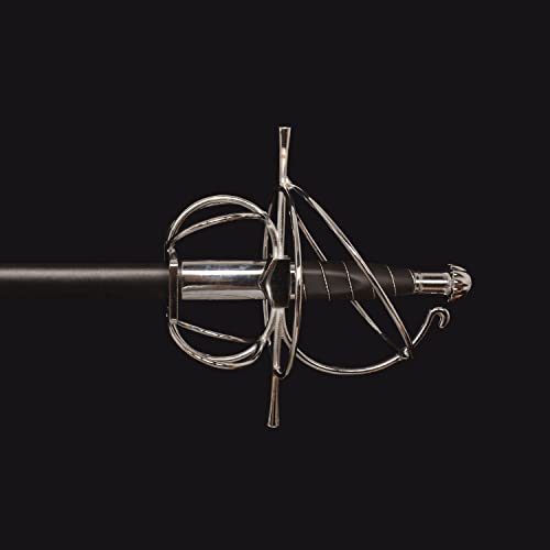 43.5" Unsharpened Renaissance Rapier Sword, Swept Hilt Stainless Steel Fencing Sword with Black Scabbard for LARP, Cosplay, Collection & Costume Display - style: Style 1