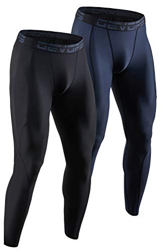 DEVOPS 2-3 Pack Men's Compression Pants Leggings Tights Pocket/Non-Pocket - color: 0# (Basic) - Black / Charcoal, size: Large