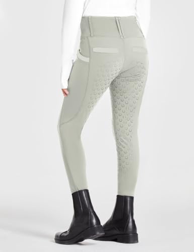 FitsT4 Sports Girls Riding Pants Full Seat High Waist Equestrian Breeches - color: Beige, size: X-Large