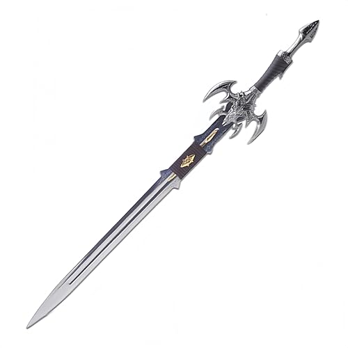 Sword Valley Dark Elf Excalibur - Golden/Silver 107 cm/42.13" - Stainless Steel Blade Hand Forged with Exquisite Details - Cosplay Props Anime Game All-Metal Sword - Suitable for Collection - color: Silver