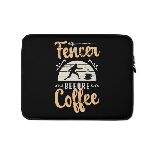Fencer Before Coffee Longsword Fencing Coffee Lover Fencer Graphic Laptop Sleeve - size: 13 Inches