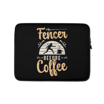 Fencer Before Coffee Longsword Fencing Coffee Lover Fencer Graphic Laptop Sleeve - size: 13 Inches