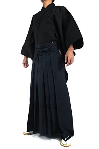 Edoten Japanese Samurai Hakama Uniform - color: Bk-navy, size: Medium