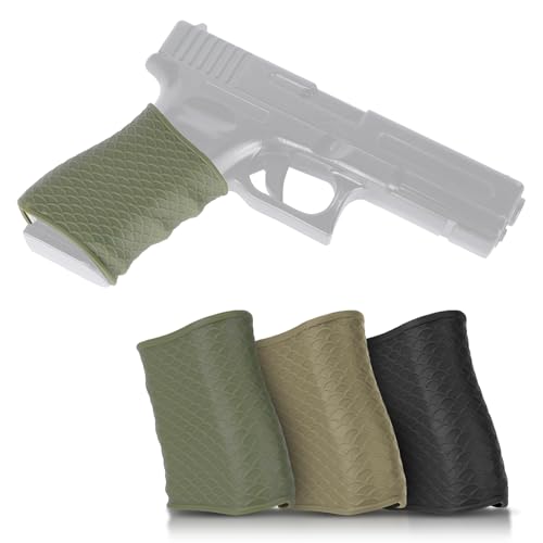 Ideagle 2 Pack Universal Grip Sleeve Silica Gel Full Size Pistol Grip Glove - color: 1black+1green+1khaki