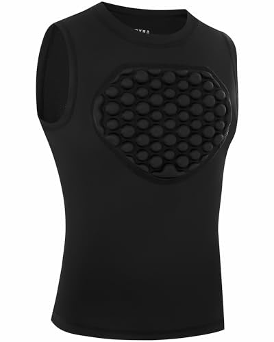 Runhit Youth Baseball Chest Protector Softball Lacrosse Football Padded Compression Shirt Heart Guard Sternum Protection - color: Black, size: X-Large