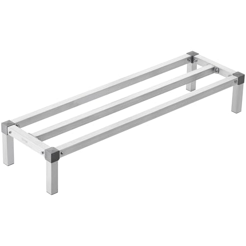 VEVOR Aluminum Dunnage Rack, 48” x 14” Commercial Food Floor Rack, 8” Off the Floor, 1000 lbs Capacity All-Welded Aluminum Storage, for Storage in Restaurants, Kitchens, Garages and Vehicles - size: 48” x 14”x 8”