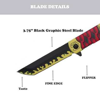 LALAPORT Anime Inspired Pocket Knife Collection | Katana Style Folding Knives | Cosplay, Display, EDC (Sandai Kitetsu) - color: Sandai Kitetsu
