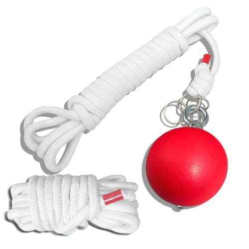 Meteor Hammer Rope Dart with Rubber Exercise Ball - Chinese Kung Fu Martial Arts Soft Training Equipment for Beginners - Extra Cotton Rope Included