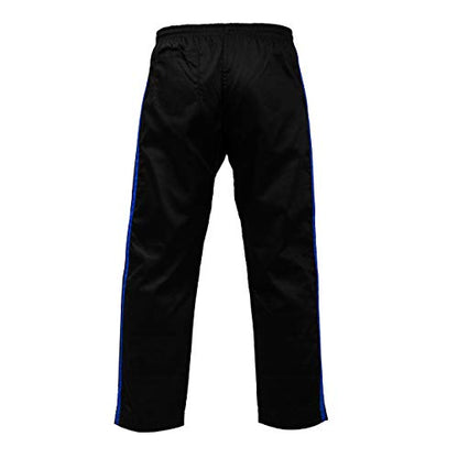 Ultimate - Martial Arts Striped Karate Pants Cotton & Polyester Blended - Kids Adults Unisex - color: Blue, size: 00