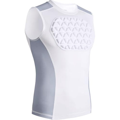 Adult Baseball Chest Protector Padded Compression Shirt - color: Grey/White, size: Medium