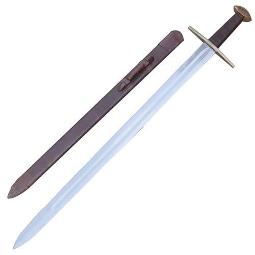 Armory Replicas™ Knight’s Valor Arming Sword & Battle Ready Medieval Gauntlets – Full Tang Blade & Handcrafted Armor - style: Medieval Arming Sword