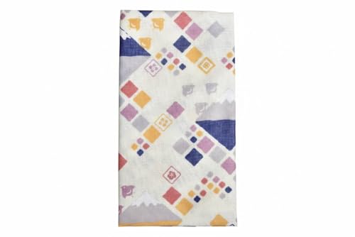 Japanese Gauze Tenugui Towel – 100% Cotton Made in Japan – Quick Dry, Soft & Lightweight Kitchen Tea Towel, Face & Hand Towel for Travel, Gym and Daily Use (1, Chidori Fuji Pattern Beige, Medium) - color: Chidori Fuji Pattern Beige