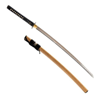 Katana Samurai Sword, 1045 Carbon Steel, Hand Forged, Full Tang - color: Bamboo and Bamboo Pattern Saya