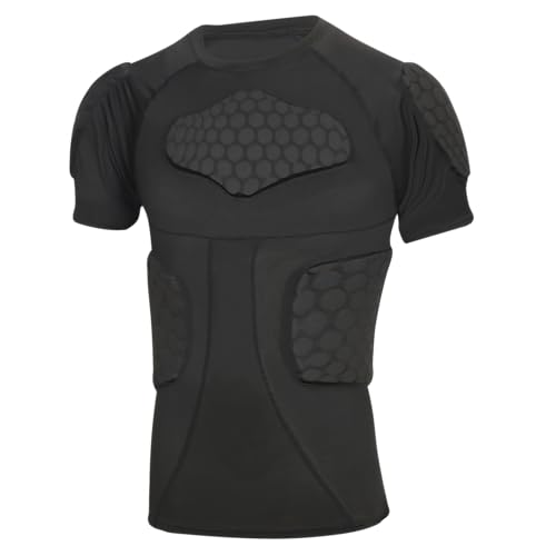 Padded Compression Shirt, Short Sleeve Football Protection Gear - size: X-Large