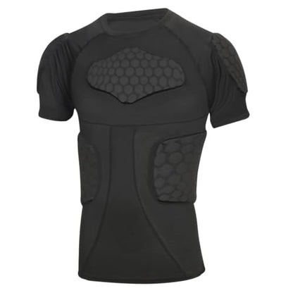 Padded Compression Shirt, Short Sleeve Football Protection Gear - size: X-Large