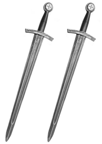 Crusader Knight Toy Sword,27.5" Plastics Sword Medieval Warrior Costume Accessories for Halloween Cosplay LARP,Props - color: 2pcs Simple