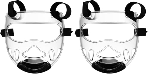 VOSAREA Adult Boxing Faceshield Taekwondo Sports Face Cover Sparring Face Guard Detachable Face (Transparent, 22.5X21X9CM) - size: 22.5X21X9CM (Pack of 2)