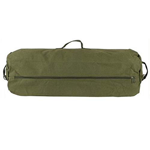 Farm Blue GI Style Zipper Duffle Bag Heavy Duty Army Duffle Bags - Military Grade Cotton Canvas Duffel Bag - Reinforced Camping Bag - Strong Zipper & Center Grab Handle (Olive Drab, X-Large) - color: OD Green, size: XL