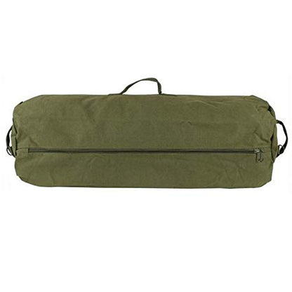 Farm Blue GI Style Zipper Duffle Bag Heavy Duty Army Duffle Bags - Military Grade Cotton Canvas Duffel Bag - Reinforced Camping Bag - Strong Zipper & Center Grab Handle (Olive Drab, X-Large) - color: OD Green, size: XL