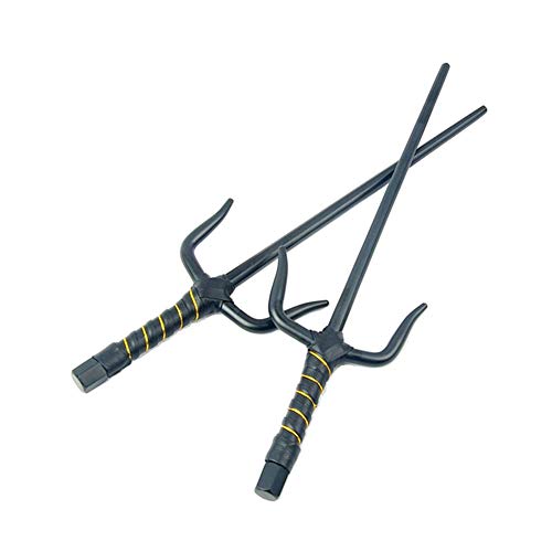 Octagon Metal Martial Arts Sai Multi Size（Black and Silver） - color: Black, size: 18"