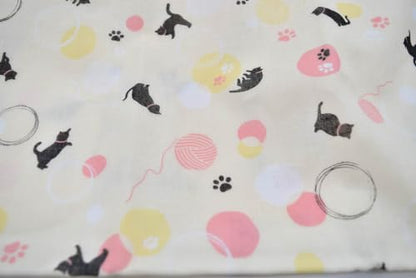 Japanese Gauze Tenugui Towel – 100% Cotton Made in Japan – Quick Dry, Soft & Lightweight Kitchen Tea Towel, Face & Hand Towel for Travel, Gym and Daily Use (1, Cat Ball Pattern Cream, Medium) - color: Cat Ball Pattern Cream