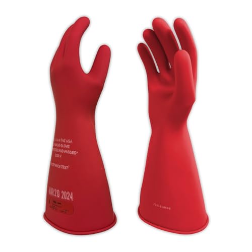 MAGID Rubber Insulating Electrical Safety Gloves, Class 0 ASTM Compliant - color: Red, size: Size 10.5 | Cuff Length - 14", style: 1 Pair
