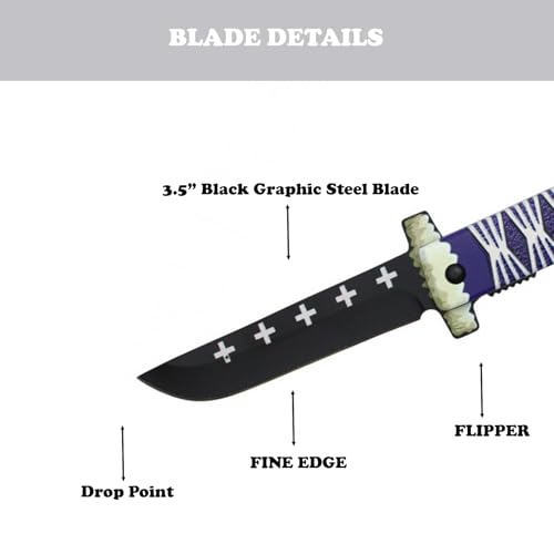 LALAPORT Anime Inspired Pocket Knife Collection | Katana Style Folding Knives | Cosplay, Display, EDC (Kikoku) - color: Kikoku