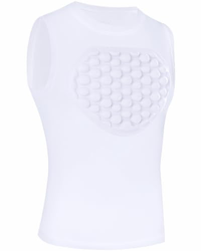 Runhit Youth Baseball Chest Protector Softball Lacrosse Football Padded Compression Shirt Heart Guard Sternum Protection - color: White, size: Large