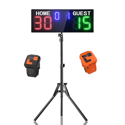 YZ LED Electronic Scoreboard with Watch Control, Digital Scoreboard with Remote, Portable Scoreboard Basketball, Digital Tennis Score Keeper for Net, Scoreboard for Outdoor Games - style: scoreboard(with tripod)