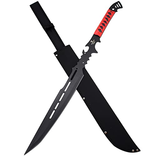 Snake Eye Tactical Fantasy Sword w/Nylon Sheath Machete Outdoors Camping - color: Red Black, style: 023