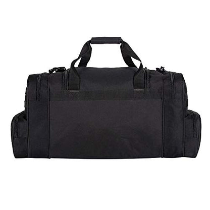 Heavy Duty Range Duffel Quality Tactical Gear Travel Sports Gym Bag Lockable Zippers with US Flag Patch 27 Inch Black - size: 27" Black