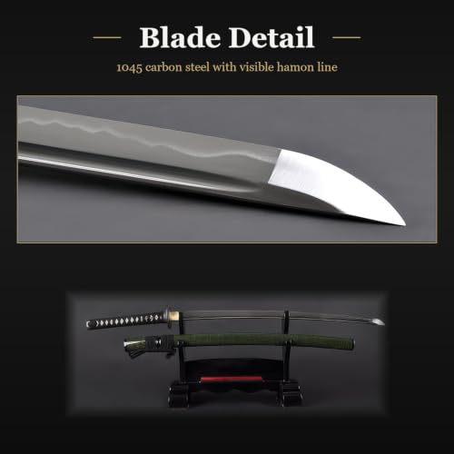 1045 Katana, Hand Forged Full Tang Japanese Sword | Classic Tsuba Series - color: Gold Crane 717H