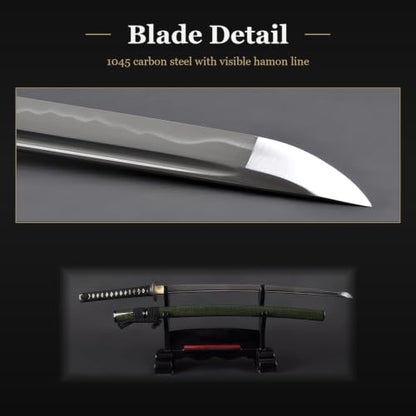 1045 Katana, Hand Forged Full Tang Japanese Sword | Classic Tsuba Series - color: Gold Crane 717H